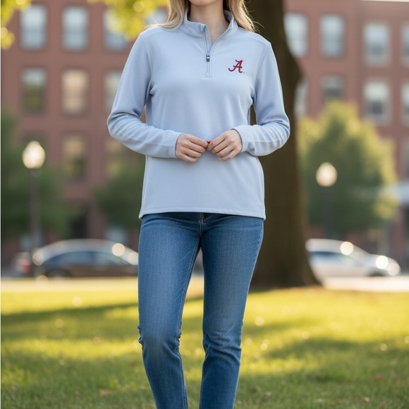 Nike Women’s Alabama Logo White Dri-FIT Quarter-Zip - Picture 2 of 6